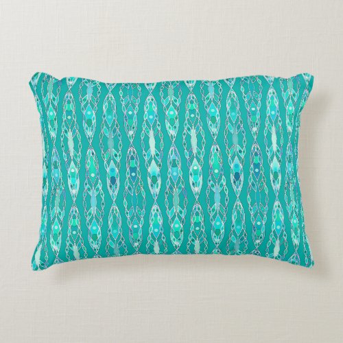 Tribal Batik _ Turquoise and Aquamarine Decorative Pillow