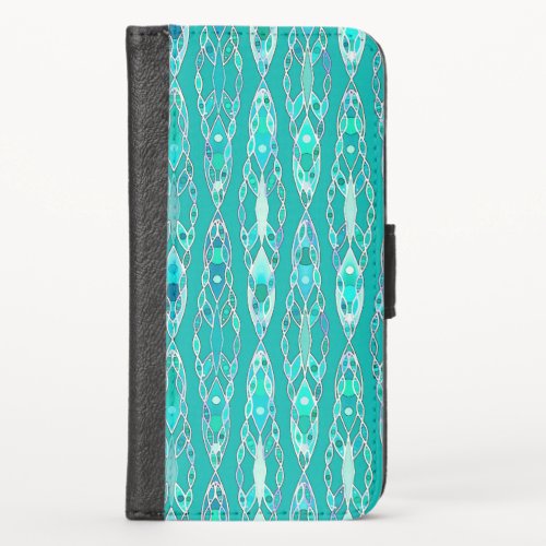 Tribal Batik _ Turquoise and Aquamarine iPhone X Wallet Case