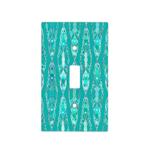 Tribal Batik - Turquoise and Aquamarine Light Switch Cover