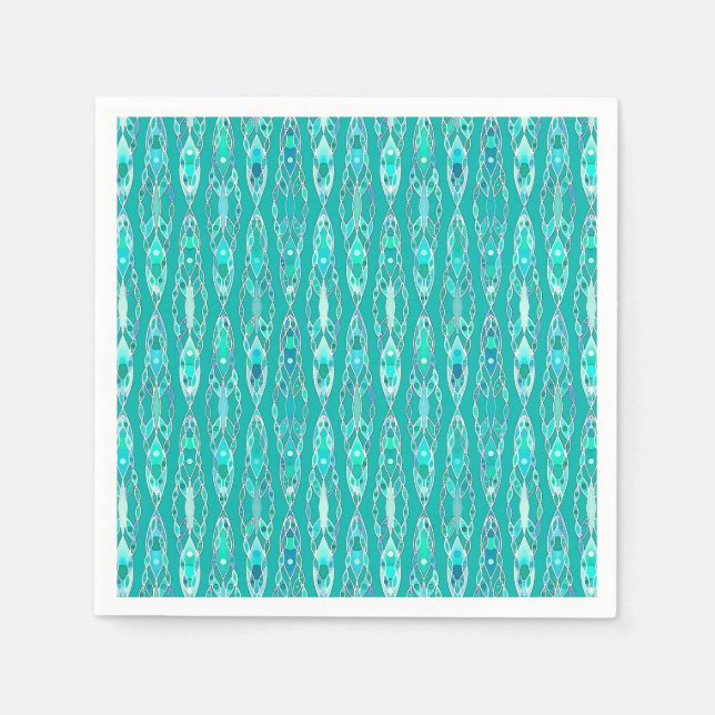 Tribal Batik - Turquoise and Aquamarine Paper Napkins (Front)