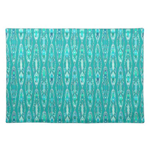 Tribal Batik _ Turquoise and Aquamarine Placemat