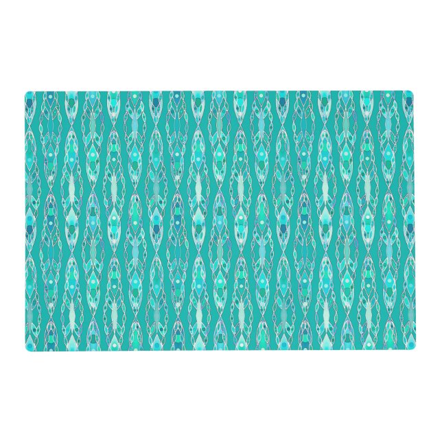 Tribal Batik - Turquoise and Aquamarine Placemat (Front)