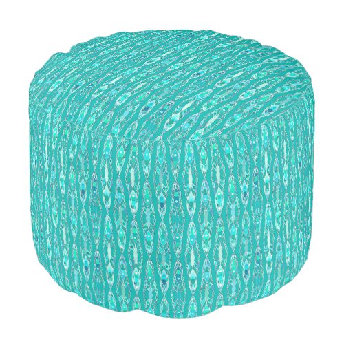 Tribal Batik _ Turquoise and Aquamarine Pouf