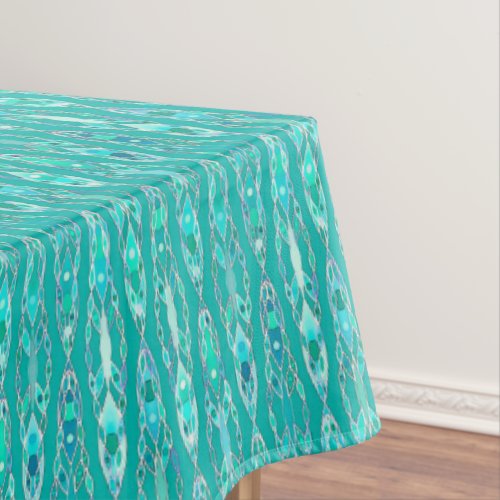 Tribal Batik _ Turquoise and Aquamarine Tablecloth