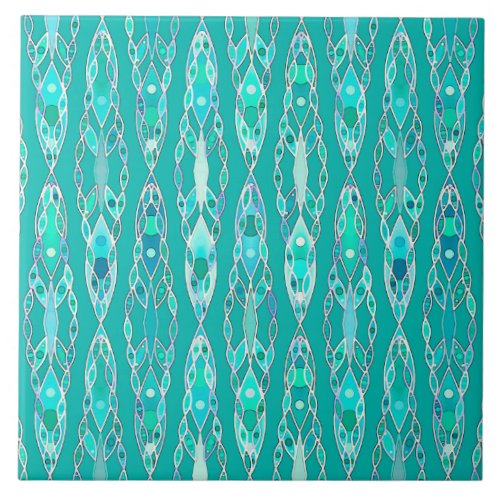 Tribal Batik _ Turquoise and Aquamarine Tile