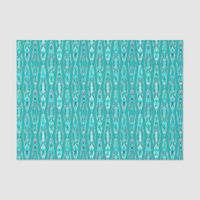 Tribal Batik - Turquoise and Aquamarine Tissue Paper (Front)