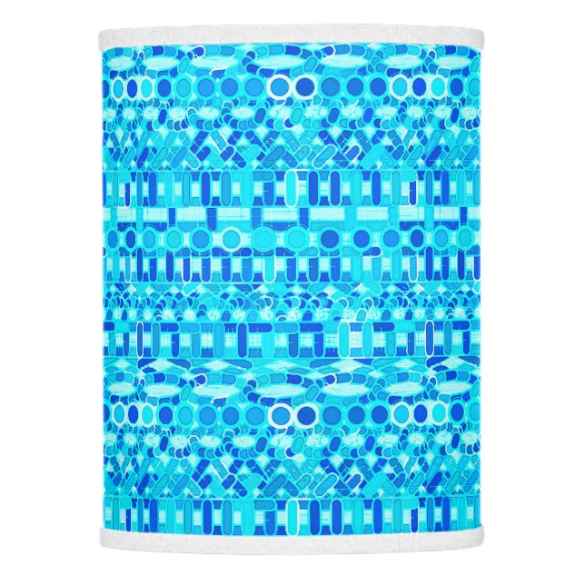 Tribal Batik - turquoise, aqua and cobalt blue Lamp Shade (Front)