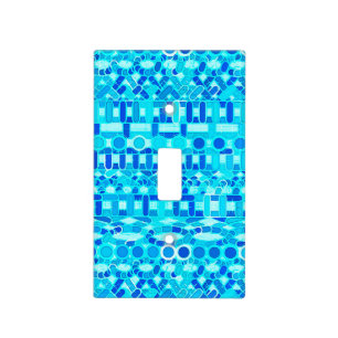 Tribal Batik - turquoise, aqua and cobalt blue Light Switch Cover
