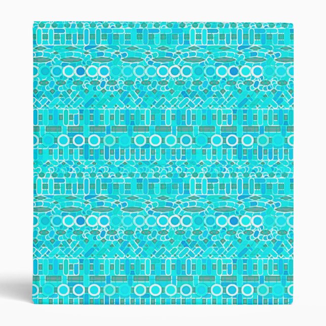 Tribal Batik - turquoise, aqua and grey Binder (Front)