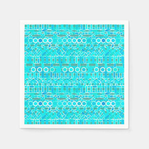 Tribal Batik - turquoise, aqua and grey Napkins
