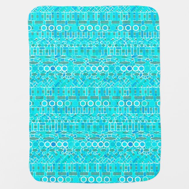 Tribal Batik - turquoise, aqua and grey Stroller Blanket (Front)