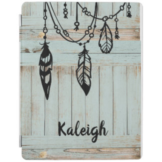 Tribal Beads Feathers on Rustic Barn Board iPad Smart Cover