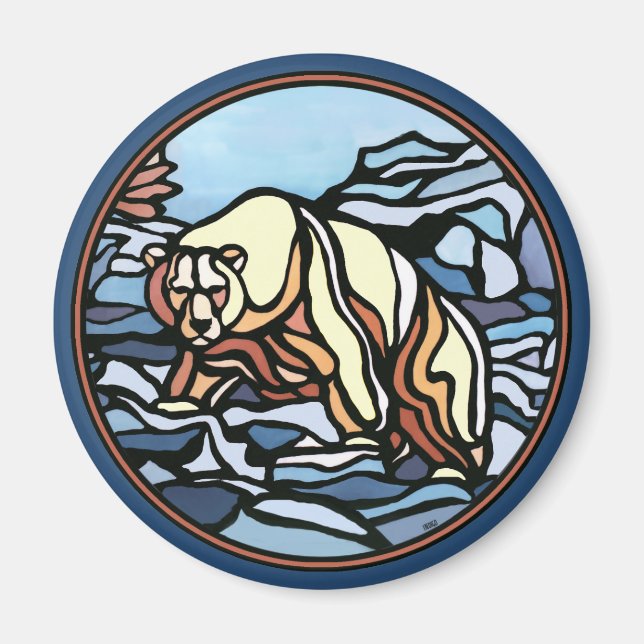 Tribal Bear Art Fridge Magnet Wildlife Art Magnets (Front)