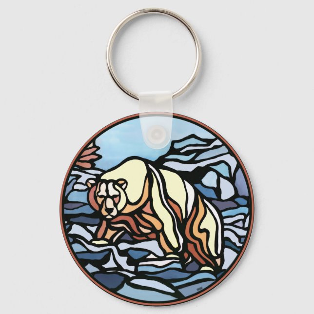 Tribal Bear Art Key Chain First Nations Bear Gifts (Front)
