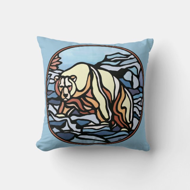 Tribal Bear Art Pillow First Nations Bears Pillow (Front)