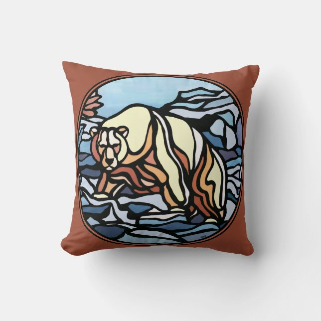 Tribal Bear Art Pillow First Nations Bears Pillow (Front)
