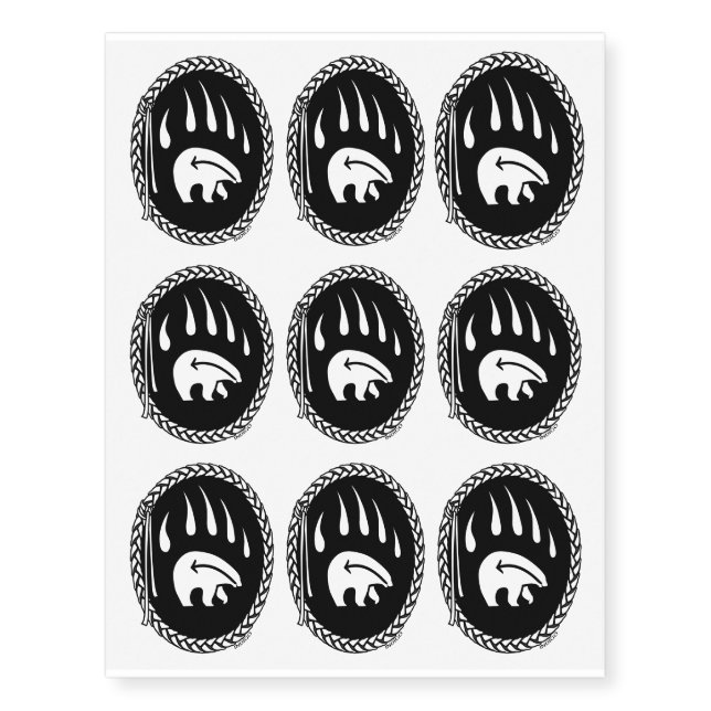 Tribal Bear Art Temporary Tattoo Native Skin Art (Front)