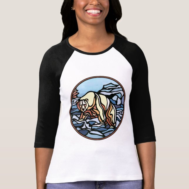 Tribal Bear Art Women's Jersey Polar Bear Shirts (Front)