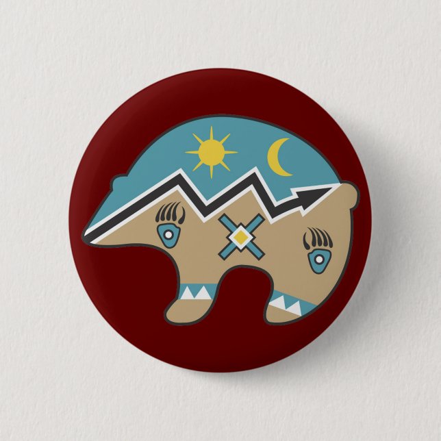 Tribal  Bear Design Button (Front)