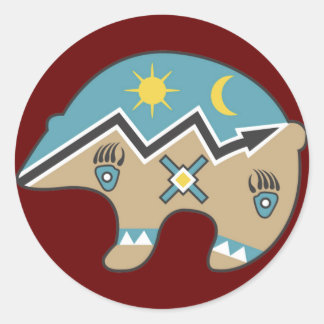 Tribal Bear Design Classic Round Sticker