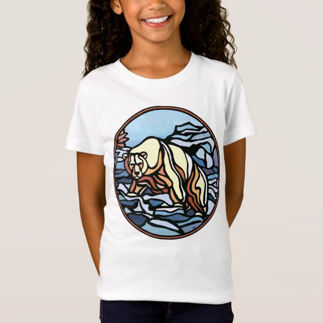 Tribal Bear Girl's T-shirt Polar Bear Kids Shirts (Front)