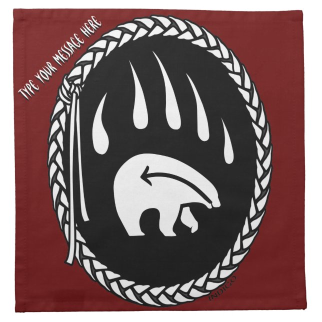 Tribal Bear Napkins Custom Native Art Napkins (Front)