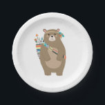 Tribal Bear Paper Plates<br><div class="desc">These adorable paper plates match our "Wild and One" First Birthday Party invitation. Featuring an adorable grizzly bear with his tribal face painting and bow and arrows.</div>
