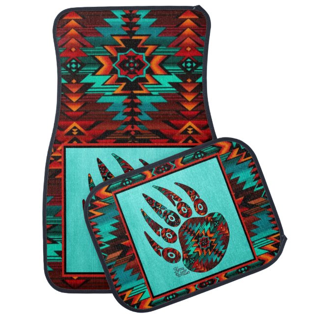 Tribal Bear Paw Car Floor Mat (Set)