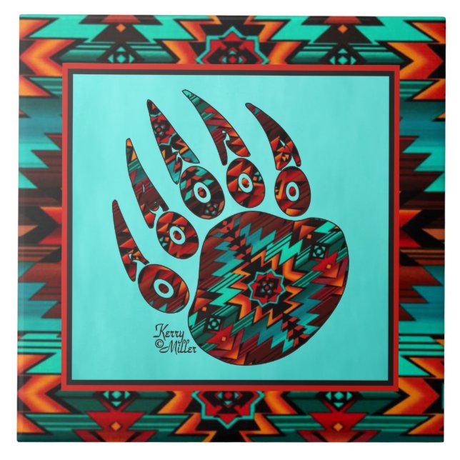 Tribal Bear Paw  Ceramic Tile (Front)