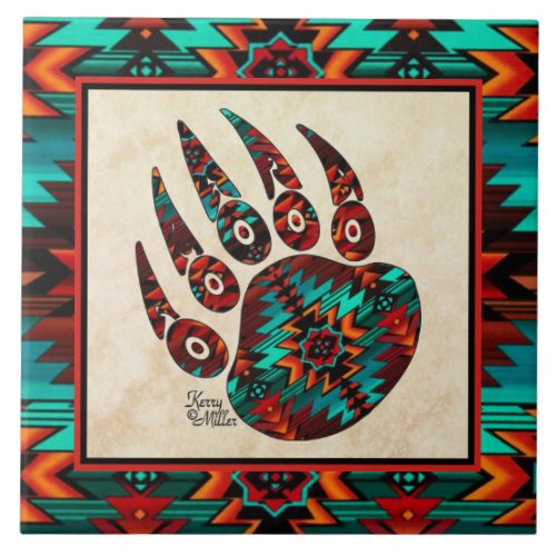 Tribal Bear Paw  Ceramic Tile