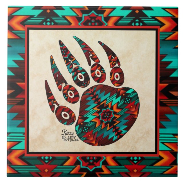 Tribal Bear Paw  Ceramic Tile (Front)