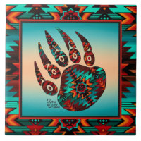 Tribal Bear Paw Ceramic Tile
