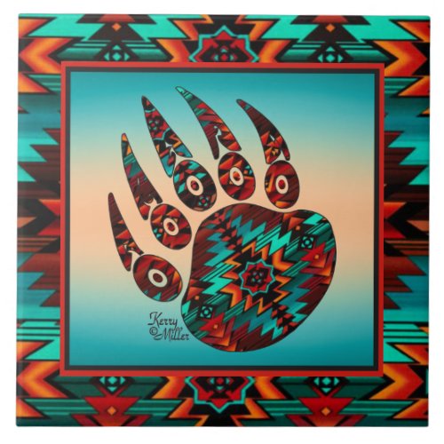 Tribal Bear Paw  Ceramic Tile