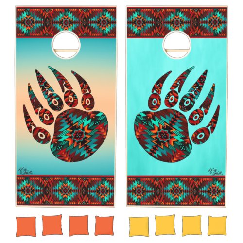 Tribal Bear Paw Cornhole Set