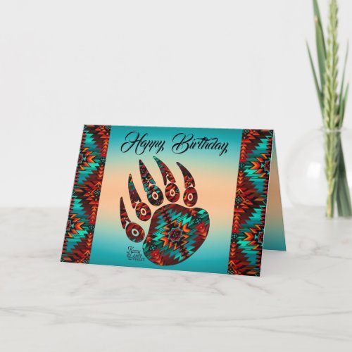 Tribal Bear Paw Folded Greeting Card