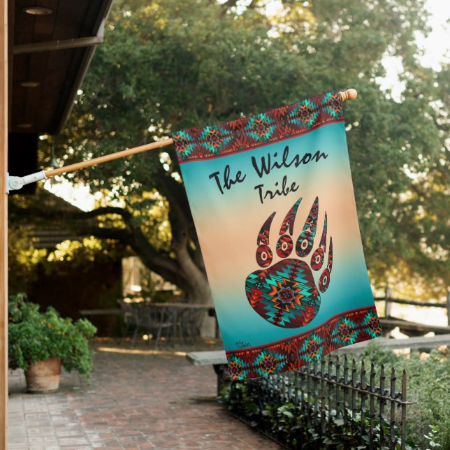 Tribal Bear Paw House Flag (In SItu)