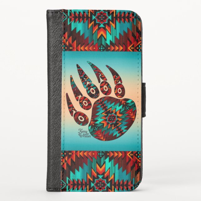 Tribal Bear Paw iPhone Wallet Case (Front)
