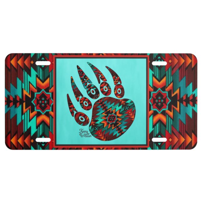 Tribal Bear Paw License Plate (Front)