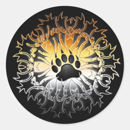 Tribal Bear Pride Paw Classic Round Sticker