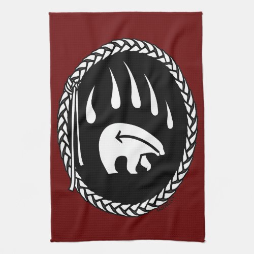 Tribal Bear Towel Native Art Bear Tea Towel