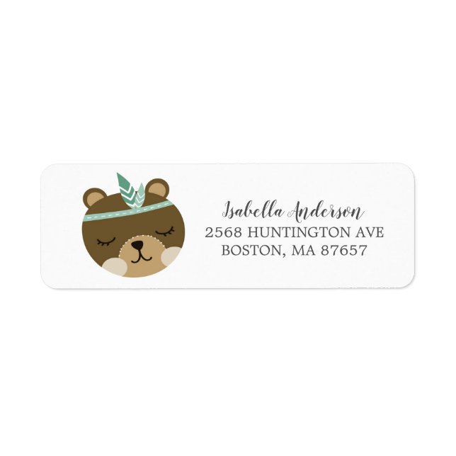 Tribal Bear Wild One Baby Shower Address Label (Front)