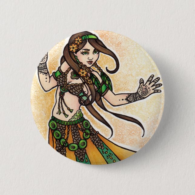 Tribal Belly Dancer Pinback Button (Front)