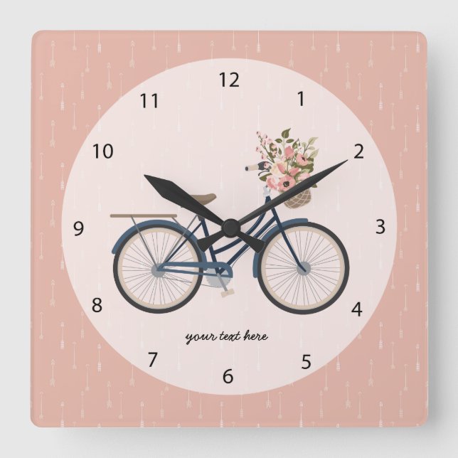 Tribal Bike Square Wall Clock (Front)