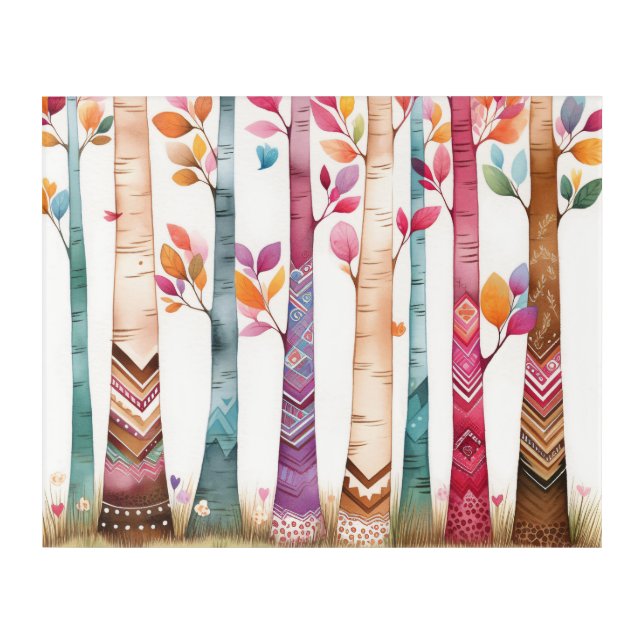 Tribal Birch Trees - Native American Design Acrylic Print (Front)