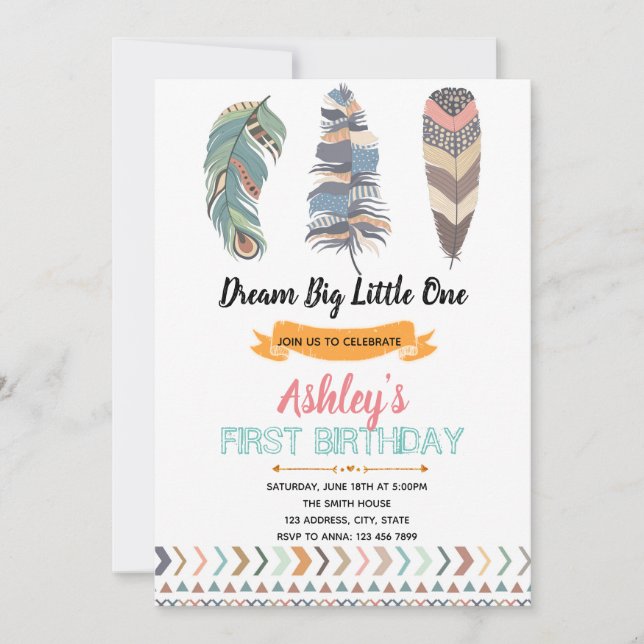 Tribal Birthday Party Invitation card (Front)