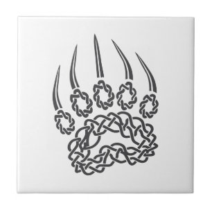 Tribal Black Bear Paw Ceramic Tile