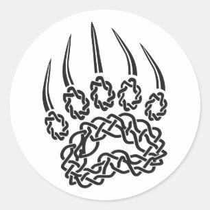 Tribal Black Bear Paw Classic Round Sticker