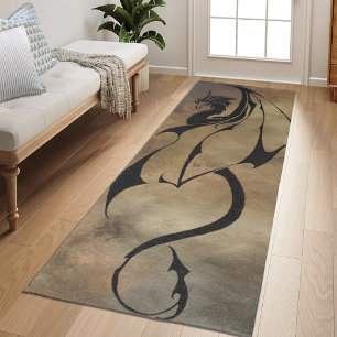 Tribal Black Dragon Silhouette Stone Fantasy Runner