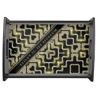 Tribal Black Gold Glam Personalized Serving Trays