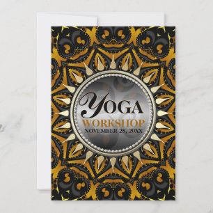 Tribal Black Gold Sun Yoga Workshop Invitations